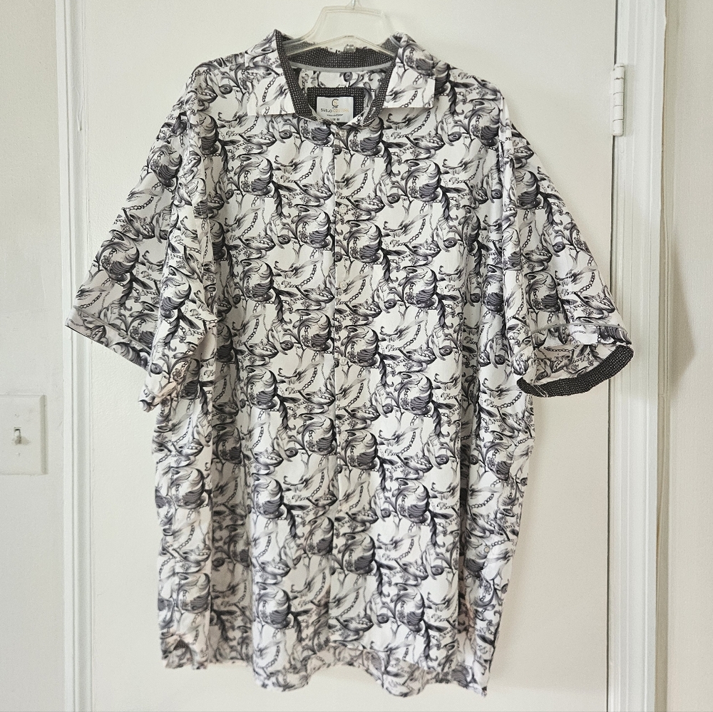 Suslo Couture Mens Shirt 5X Button Front Bowling Camp Hawaiian Casual Soft Chain